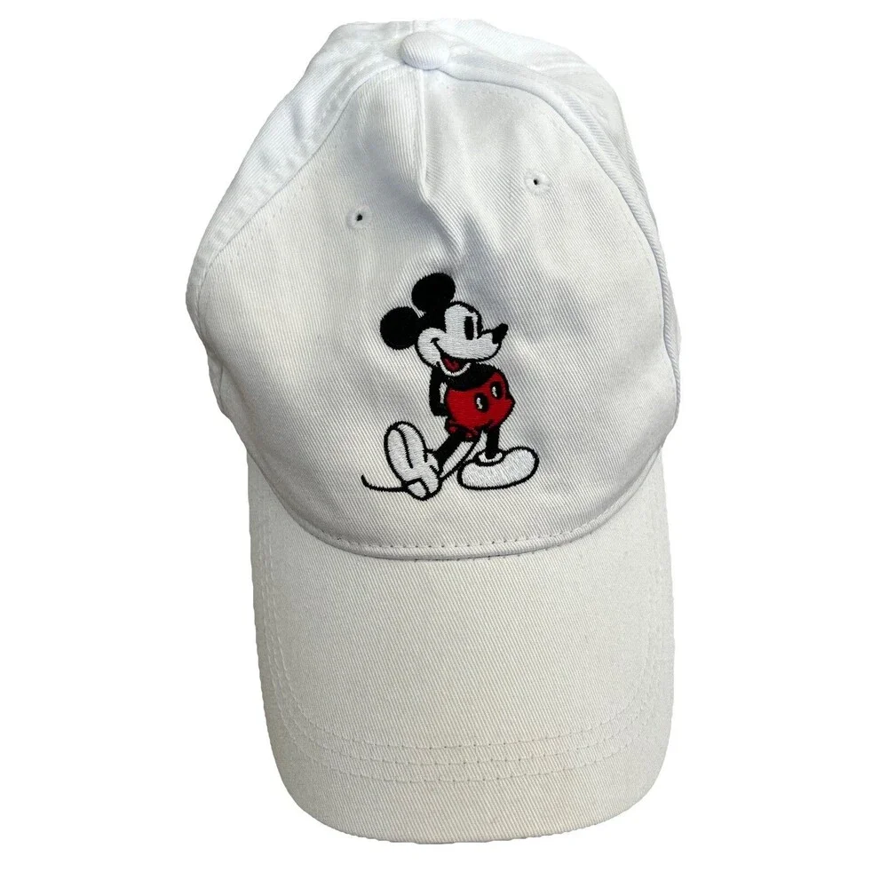 Disney Mickey Mouse Hat Cap Strap Back White Small Full Body Mickey Embroidered